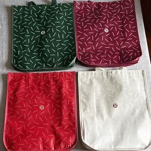 lululemon athletica Green, Red, Burgundy and White Large Tote Bags